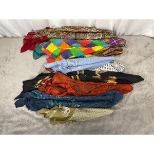 Lot of 10 Vintage Scarfs Multicolor Retro Assorted Patterns Y2K Square Scarfs